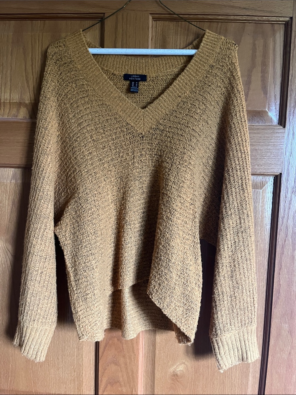 Urban Heritage Women's V-Neck Knit Sweater in Mustard